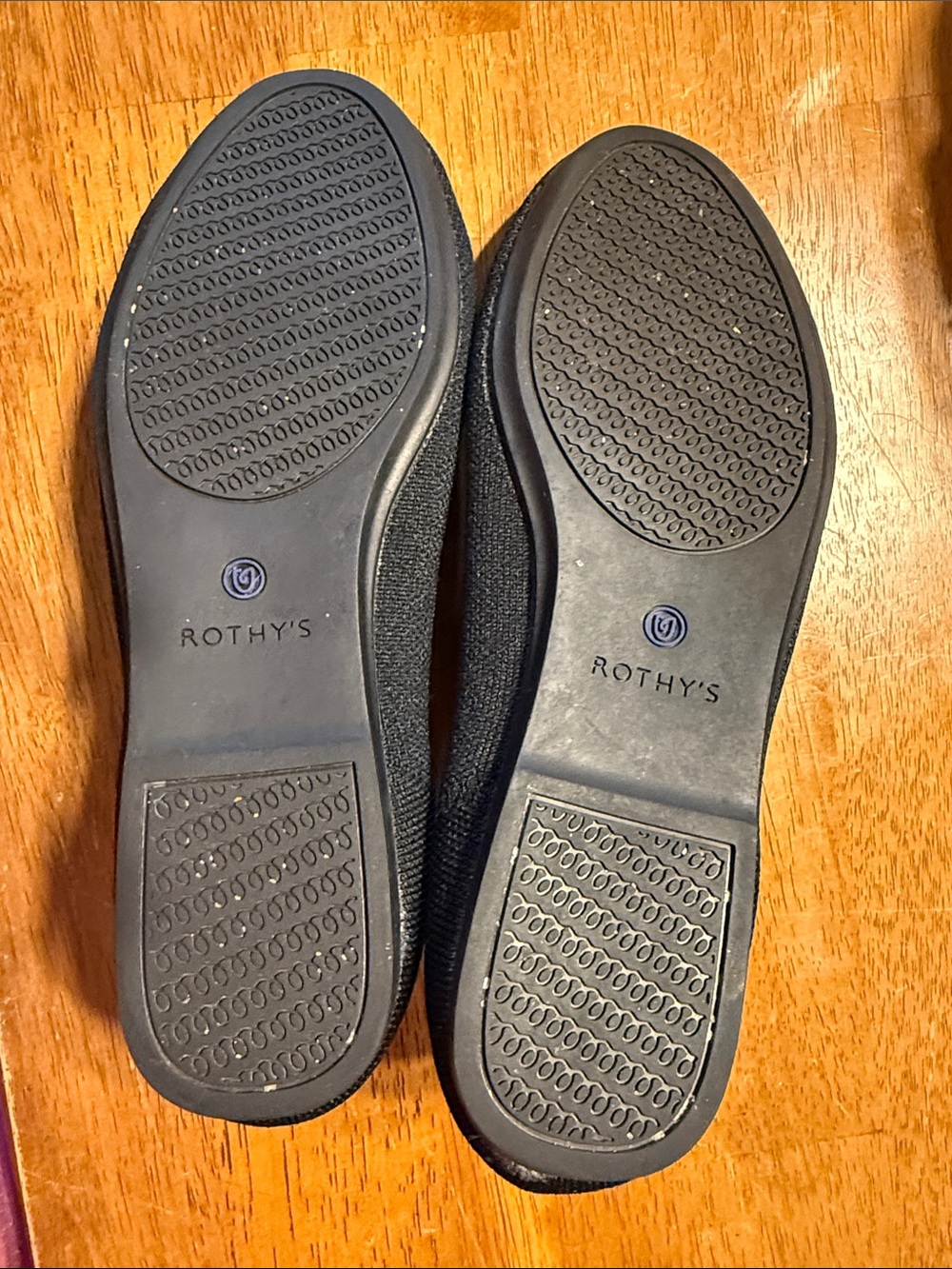 Rothy's Black Knit Ballet Flats with Blue Trim 7.5US - Picture 4 of 5